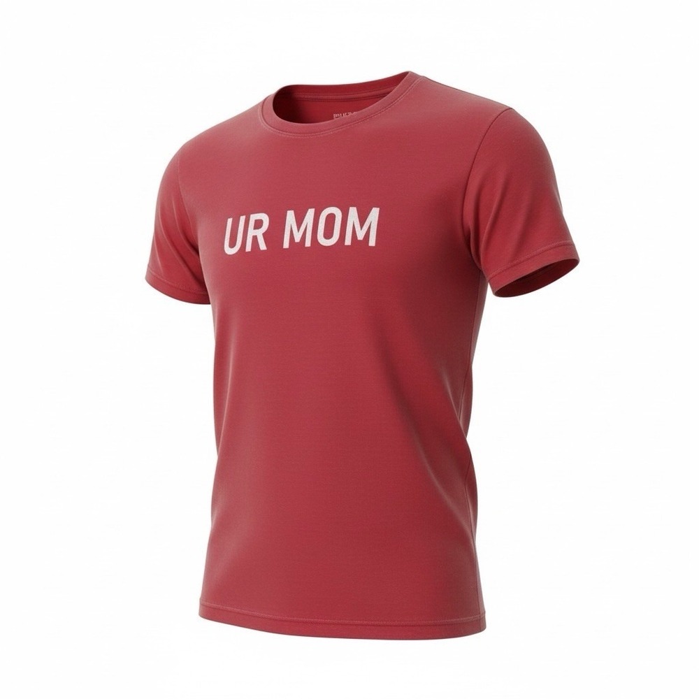 Funny Tee Shirt UR Mom Sm/Med Joke Comedy Red Cotton Short Sleeve